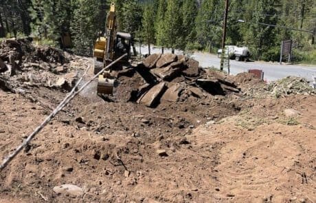 Excavating on hillside California